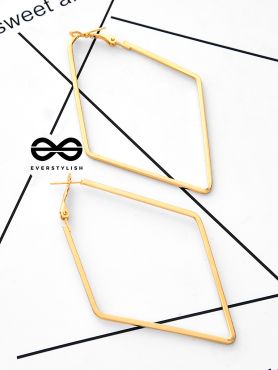 The Scintillating Slanting Hoops (Golden) - Casual Daily-Wear Earrings