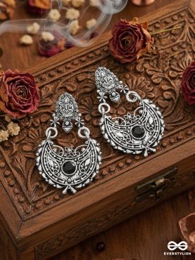 The Godly Artwork Danglers (Onyx Black) - Embellished Oxidised Collection