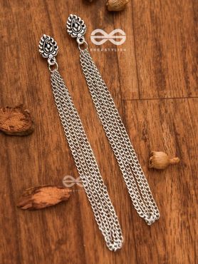 The Intricate Leaf - Chain-Tasseled Boho Earrings