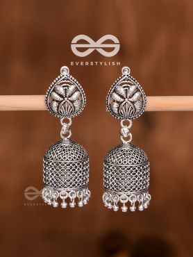 The Boho Chic Cylindrical Jhumkis - Oxidised Boho Earrings