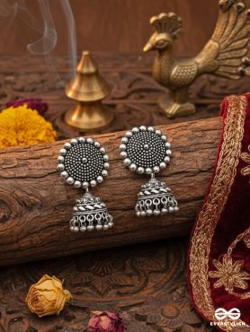 The Little Boho Button Jhumkis - Tiny Trinket Earrings