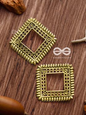 The Little Bohemian Squares (Golden)- Oxidised Boho Earrings