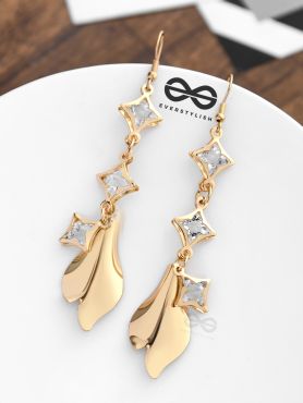 The Geometric Shimmery Danglers - The Golden Charm Collection