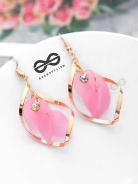 A Twisty Tale - Golden Casual Danglers (Flamingo Pink)