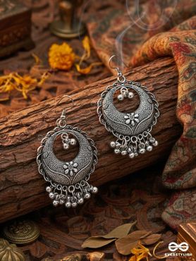The Intricate Mesh Chandbalis- Oxidised Boho Earrings