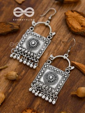 The Intricate Geometric Danglers - Oxidised Boho Earrings