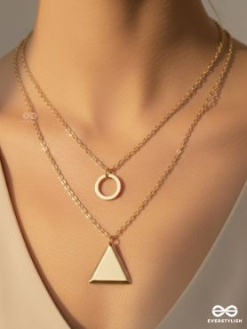 A Geometric Statement - Golden Layered Neckpiece With Anti-Tarnish Coating
