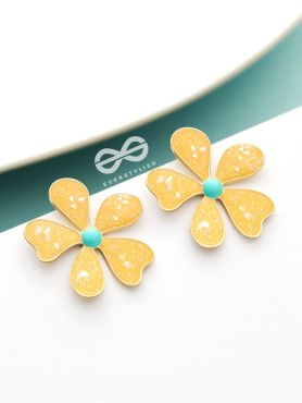 The Delightful Daisies - Statement Enamelled Earrings (Royal Yellow) 