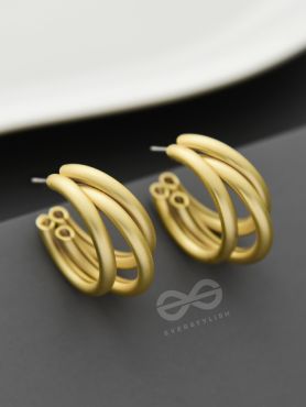 The Elegant Turns - Matte Finished Golden Hoops