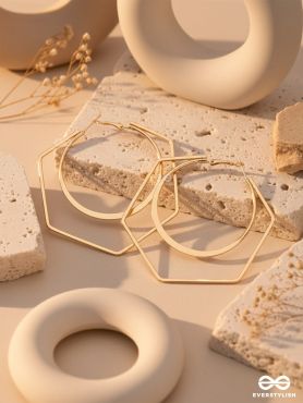 The Layered Geometry - Golden Statement Hoops