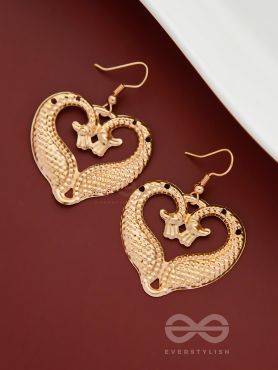 The Intricate Peacock Artwork - Golden Casual Earrings