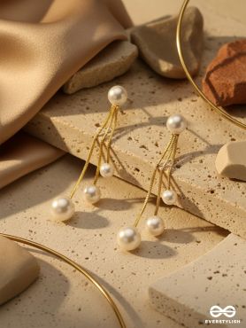 Raining Pearls- Golden Pearl Dangler Earrings