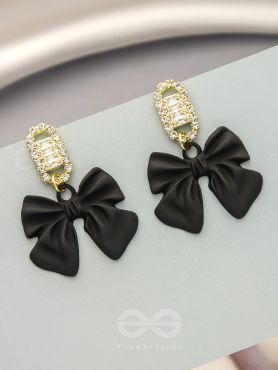 Ebony Divas- Rhinestones Studded Golden and Black Earrings