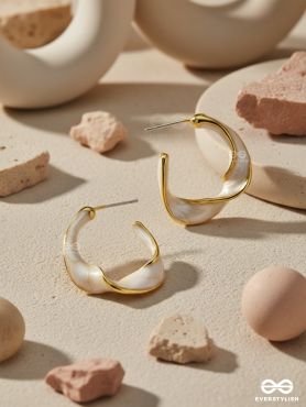 The Twisted Crescent- Classy Golden Earrings (Porcelain White)