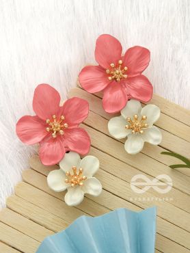 Paired Periwinkles- Statement Acrylic Earrings (Fuscia Pink)