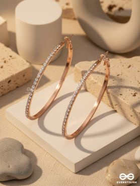 The Ring of Light- Rose Gold Rhinestones Hoop Earrings