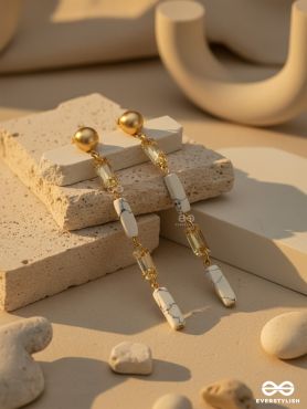 The Gleaming Snowfall- White Stone Studded Golden Earrings