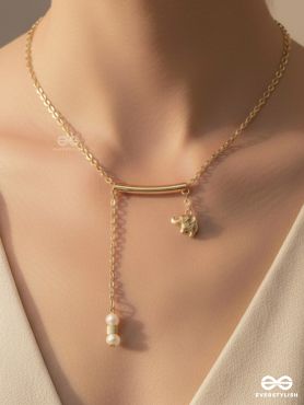 The Ivory Dreamcatcher- Golden Bead Necklace With Anti-Tarnish Coating 