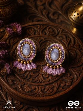 Arkasman- The Crystal Ball- Stones and Beads Embroidered Earrings 