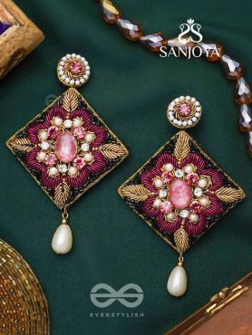 Kisalaya- The Delicate Bloom- Pearls and Stones Embroidered Earrings
