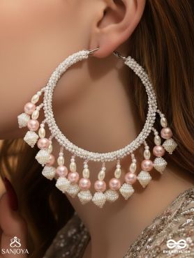 Kairavi- The Pristine Moonlight- Pearls and Beads Embroidered Earrings