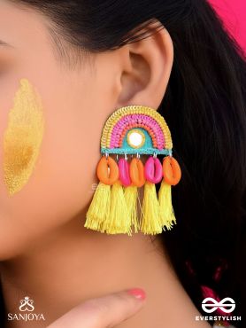 Inodaya- The Alluring Sunrise- Resham and Sequins Embroidered Earrings