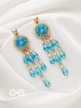 The Elixir Rain- Golden Embellished Earrings