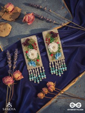 Devana- The Royal Garden- Sequins and Glass Beads Embroidered Earrings