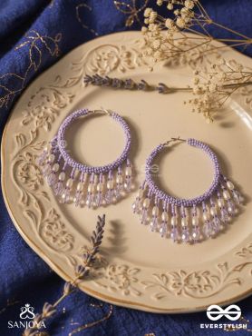 Paridhaav- The Circular Stream- Pearls and Glass Beads Embroidered Hoop Earrings