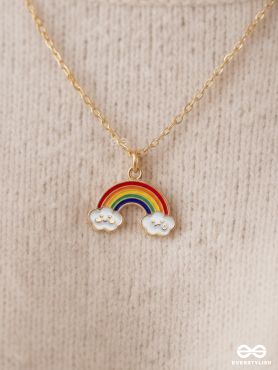 The Rainbow Colors- Golden Embellished Necklace With Anti-Tarnish Coating