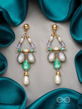 The Garden Swing- Golden Embellished Earrings