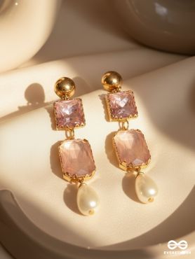 The Lady's Slipper Orchid- Golden Pearl Earrings