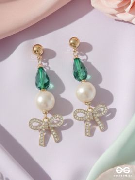 The Bow Bling- Golden Pearl Earrings