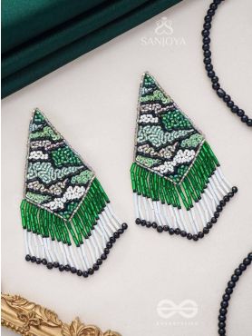 Rauhineya - The Luminous Emerald - Sequins And Cutdana Hand Embroidered Earrings