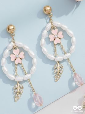 The Blooming Trail- Golden Pearl Earrings