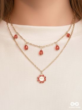 The Scarlet Sun- Golden Embellished Necklace With Anti-Tarnish Coating 