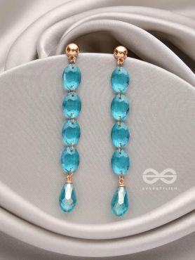 The Sapphire Seduction- Golden Embellished Earrings