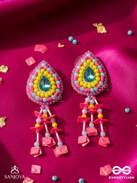 Samvarta - The Rain Cloud - Stone, Beads And Sequins Hand Embroidered Earrings