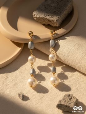 The Twilight Charm- Golden Pearl Earrings