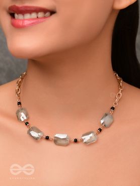 The Shimmering Nightfall- Golden Embellished Necklace