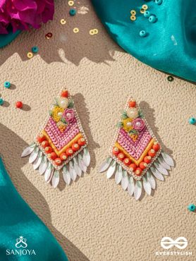 Kavisha - The Masterpiece - Pearls, Sequins And Beads Hand Embroidered Earrings (Multicolor)