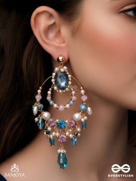 Abhram - The Shimmering Sky - Statement Golden Embellished Earrings 