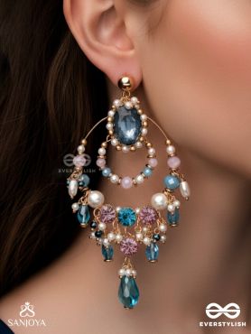 Abhram - The Shimmering Sky - Statement Golden Embellished Earrings 