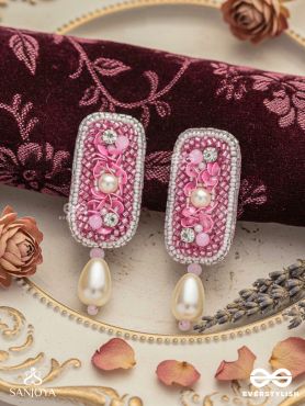 VARAVARSHINI - BESTOWER OF BOONS - STONE, BEADS AND PEARLS EMBROIDERED EARRINGS