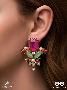 TEJANI - THE DAZZLING GEMS - STONE AND BEADS EMBROIDERED EARRINGS
