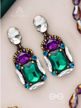 Vibhushita - Adorned With Gems - Stone Hand Embroidered Earrings