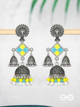 MELLOW YELLOW SKIES - EMBELLISHED OXIDISED EARRINGS