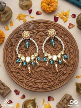 MARICHIKA - THE MIRAGE SPARKLERS - GOLDEN EMBELLISHED POLKI AND KUNDAN STATEMENT EARRINGS