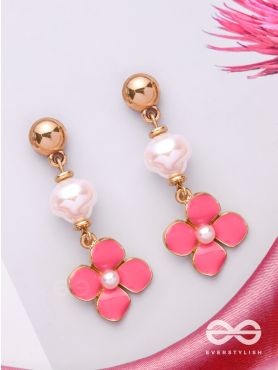 PRETTY PINK POPS - GOLDEN EMBELLISHED EARRINGS