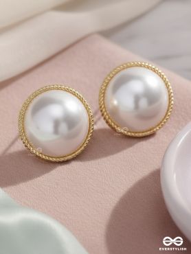 THE IVORY ILLUSION - GOLDEN PEARL STUD EARRINGS